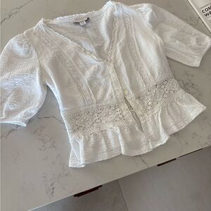 Topshop summer lace eyelets blouse top sz 2